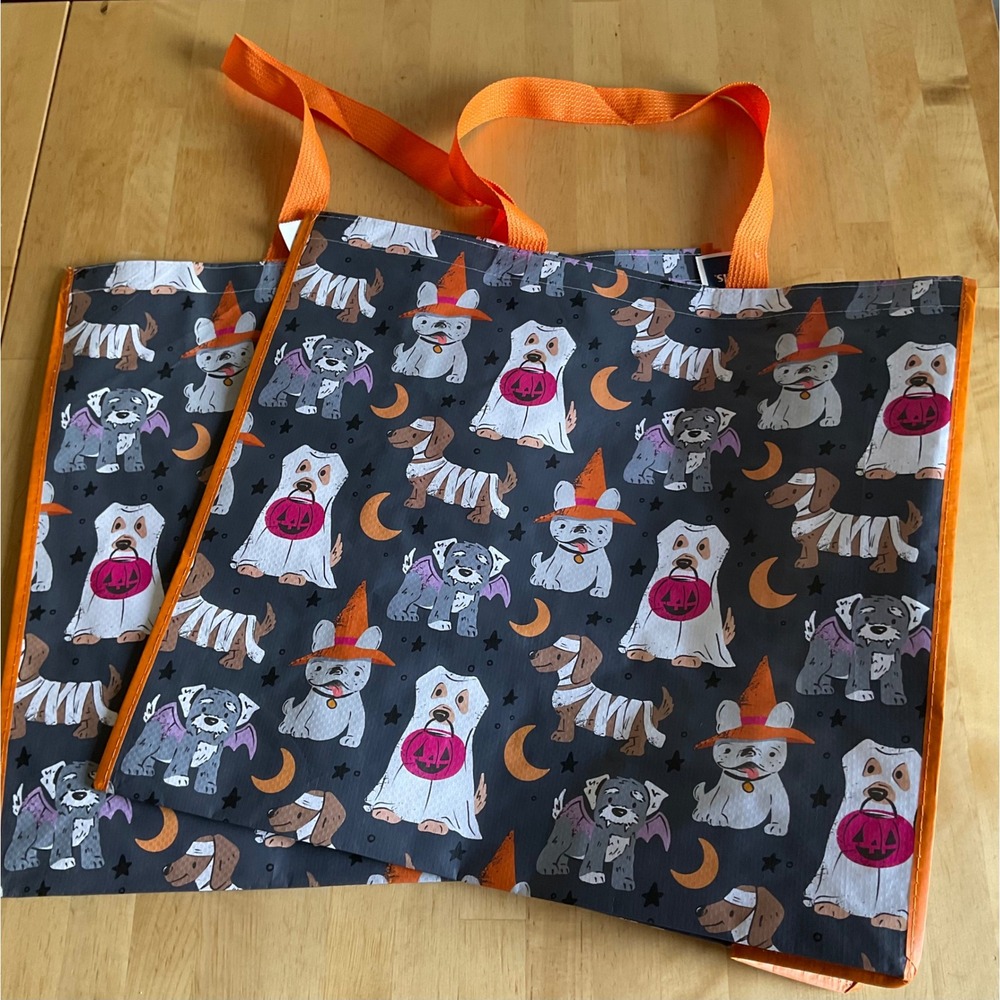 Marshalls Halloween Dog Reusable Shopping Tote Bags Set of 2 Costume Pups